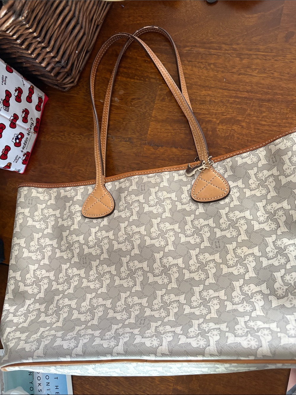 Celine Beige & Tan Leather Tote Bag